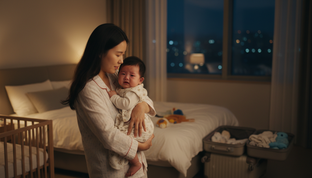 낯선 곳에서 우는 상황